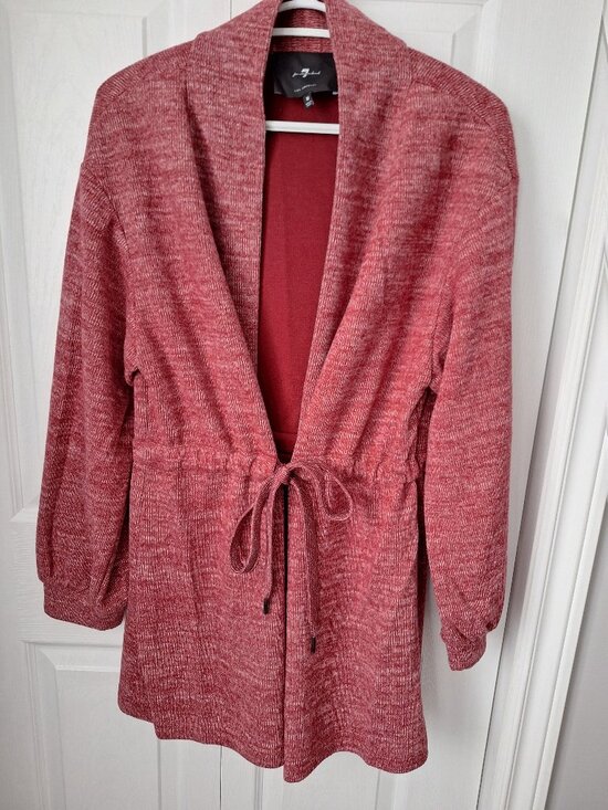7 For All Mankind Sweaters - 7 For All Mankind Burgundy Cardigan with Belt